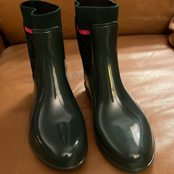 COACH JADE Millie Rain Booties Sig C Knit NWT - Picture 9 of 11